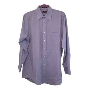 Chaps Wrinkle Free Dress Shirt Blue Cotton Mix Long Sleeve Button Down 15-15 1/2